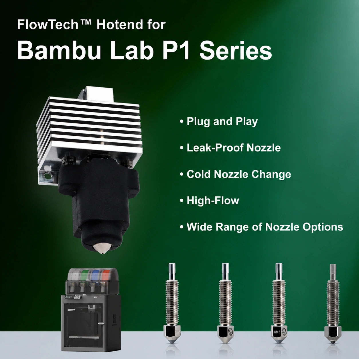Microswiss FlowTech Hotend for Bambu Lab P1 Series